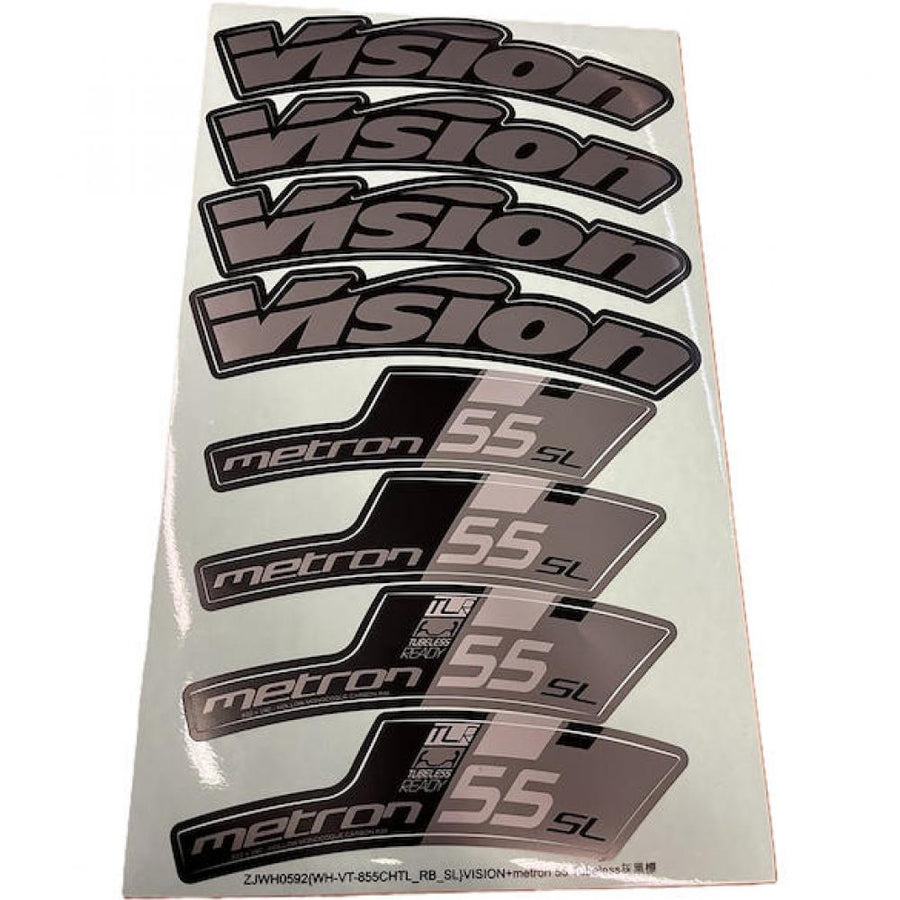 Vision Decal-Set für Felge Metron 55 SL RB Clincher TLR 55 - individuelles Felgen-Design