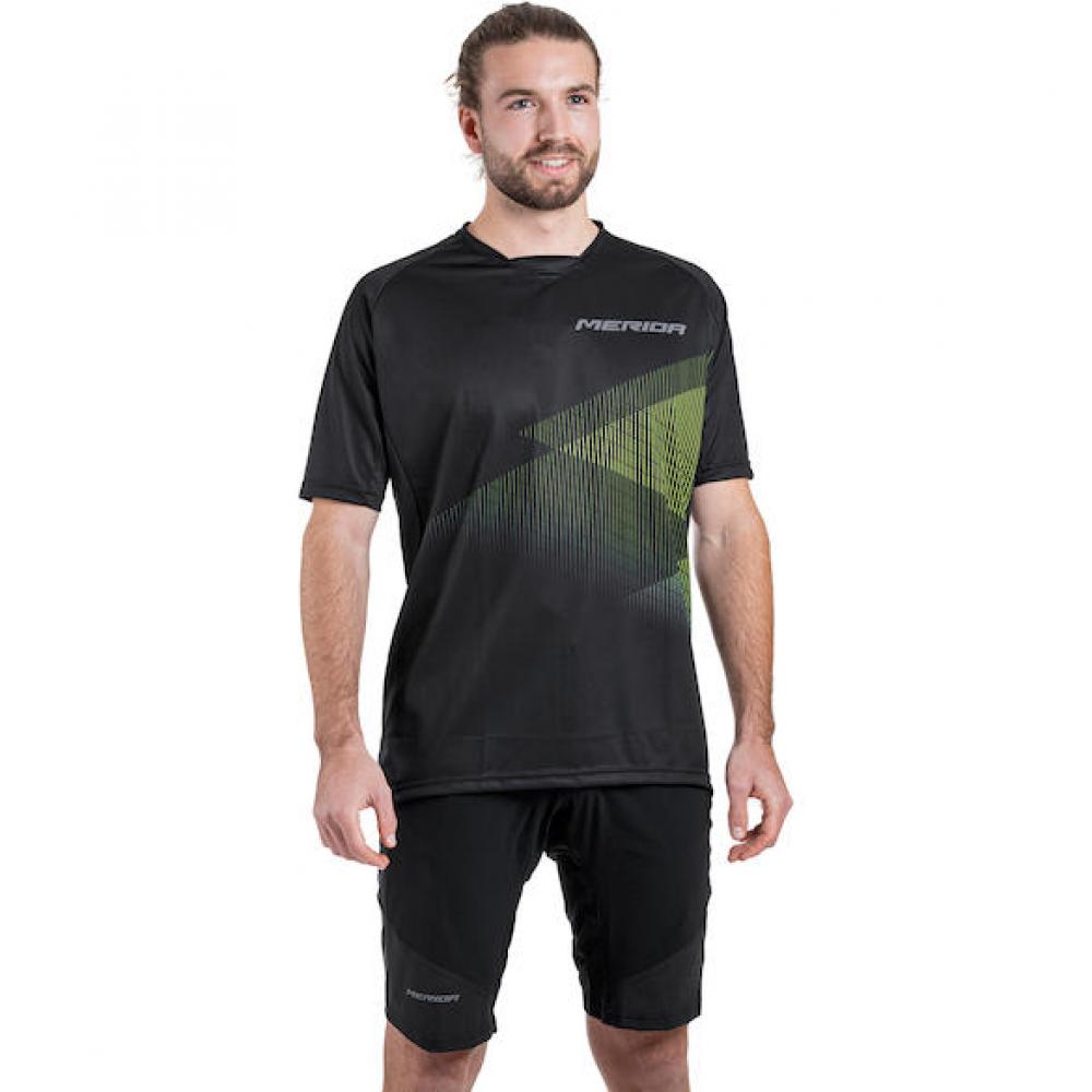 Merida Trikot MTB STRIPE S Schwarz/grün - robustes MTB-Trikot für Trail & Enduro