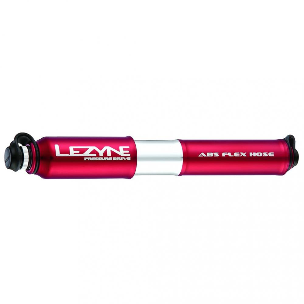 LEZYNE CNC Pressure Drive M Fahrrad-Minipumpe rot - Aluminium, ABS-Flexschlauch für AV/SV, 120 psi, 8,3 bar, 21,6 cm