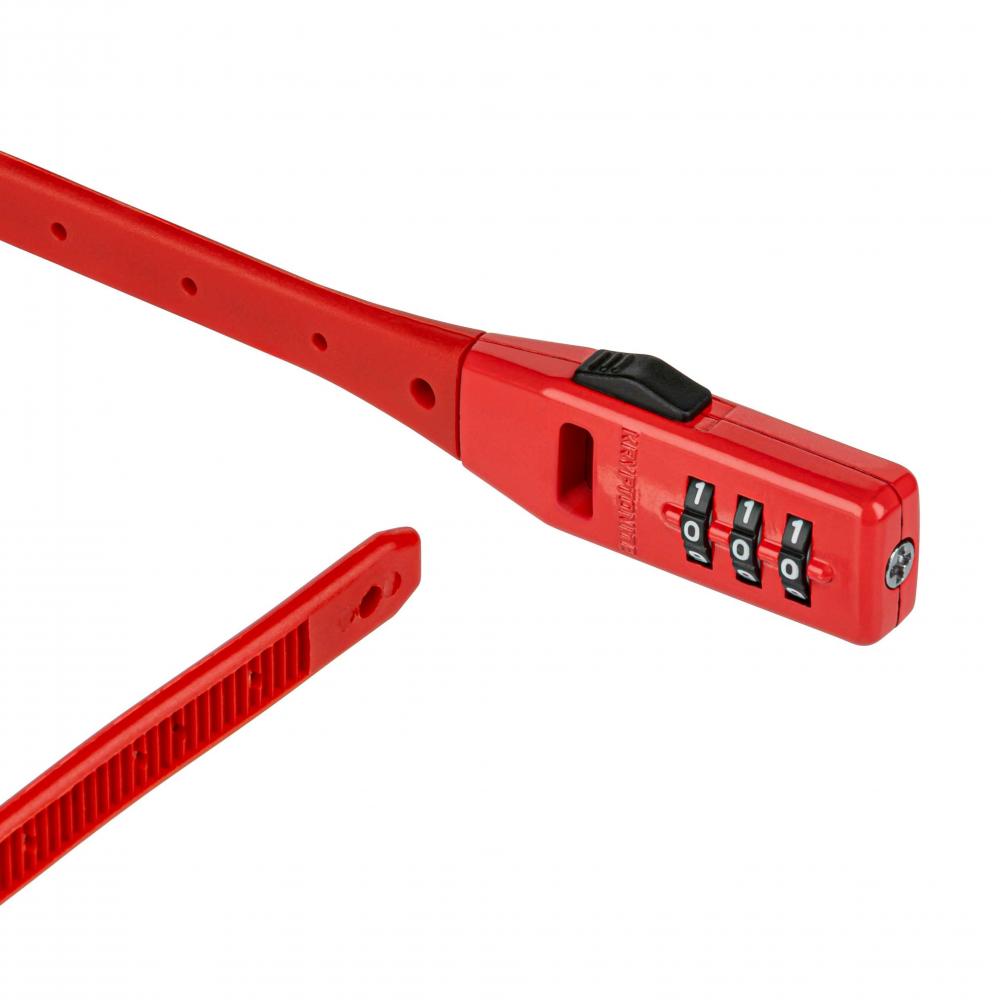 Rotes Kryptonite Click Lock Zahlen-Kabelschloss mit 3-stelliger Kombination, 10mm Kabel.