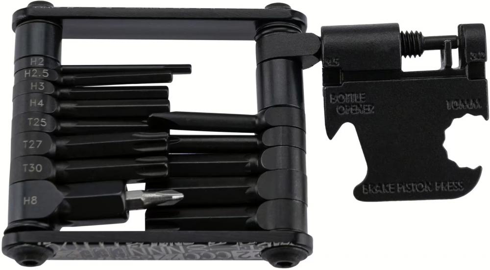 CONTEC Pocket Gadget F22 Stealth Fahrrad-Multitool, 22 Funktionen, Kettennieter, Torx, Innensechskant, Speichenschlüssel, schwarz
