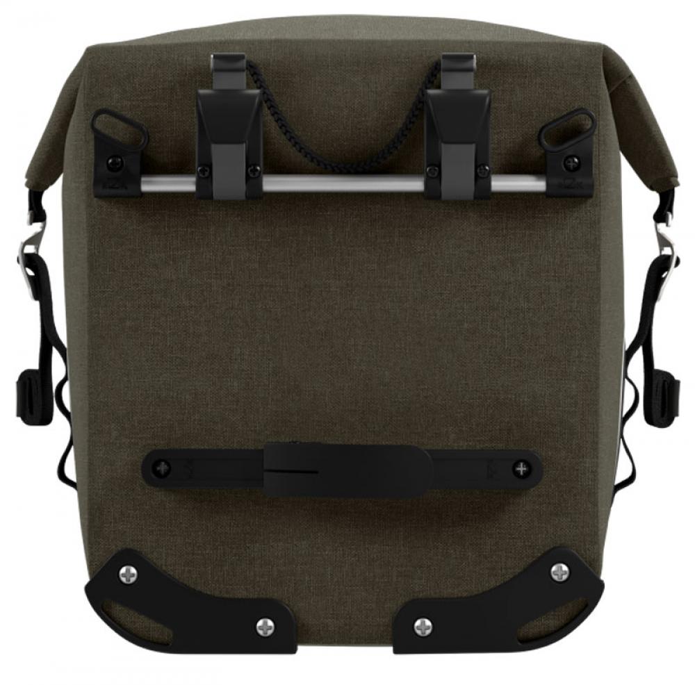 BROOKS Scape Pannier Small Mud Green - wasserdichte Fahrradtasche 10 Liter mit Rollverschluss & KlickFix-System - robuste Bikepacking-Seitentasche