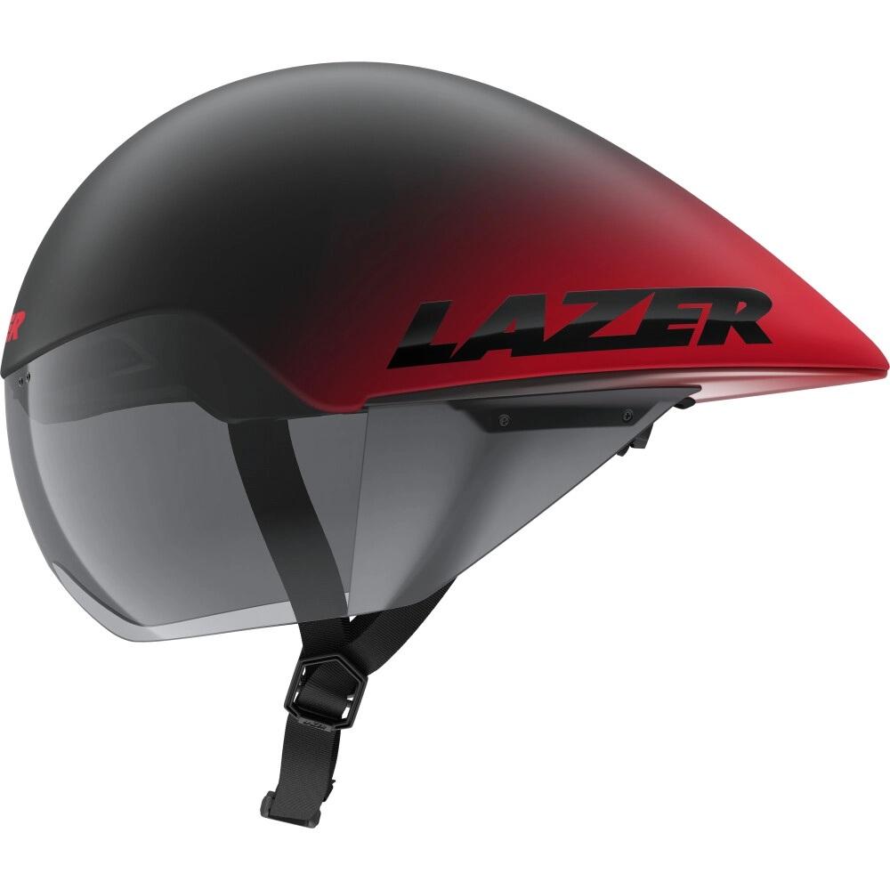 LAZER Helm Volante KinetiCore Triathlon/Zeitfahren Matte Black Red (S) - maximal aerodynamischer Zeitfahrhelm