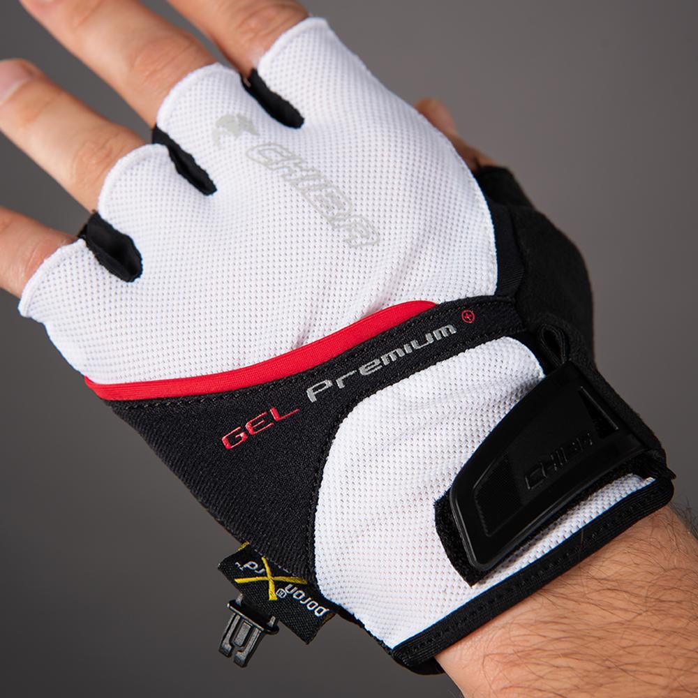 CHIBA Gel Premium - Radhandschuhe kurzfinger weiß S, Gelpolsterung, atmungsaktiv
