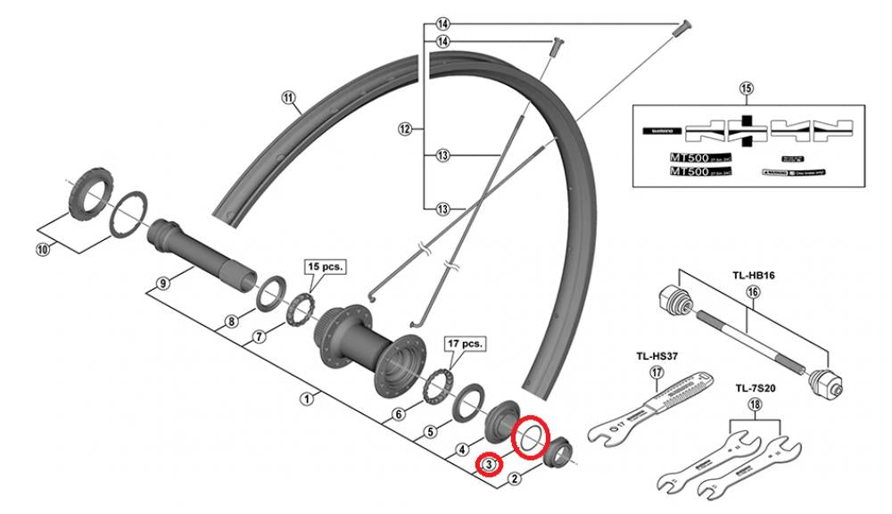 SHIMANO Unterlegscheibe HB-M618 - 3 g, für Vorderradnabe HB-M618
