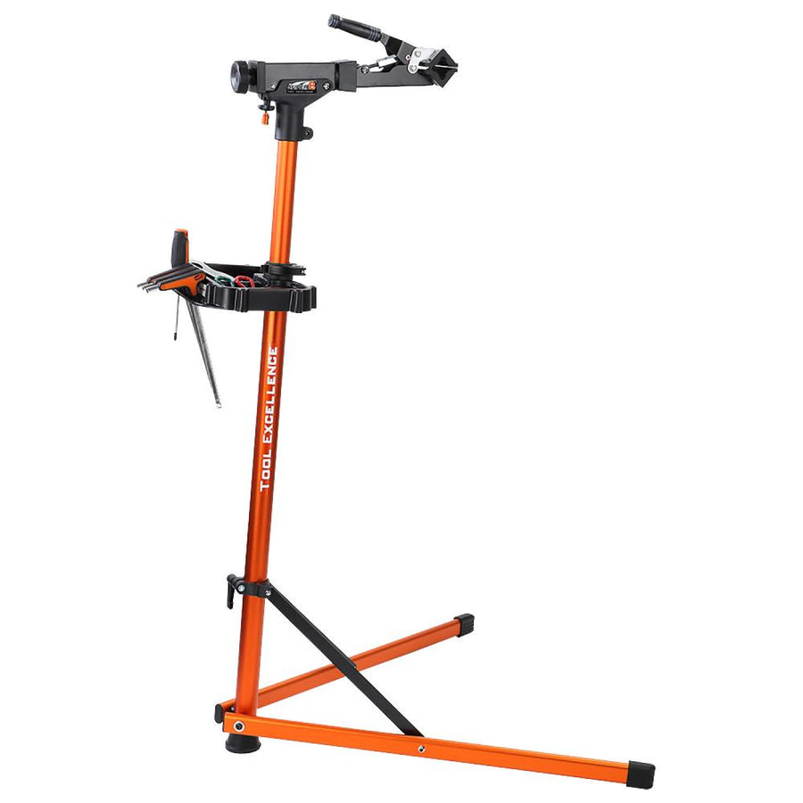 SUPER B TB-WS20 Montageständer Top Assist aus orangefarbenem Aluminium, höhenverstellbar 106-144 cm.