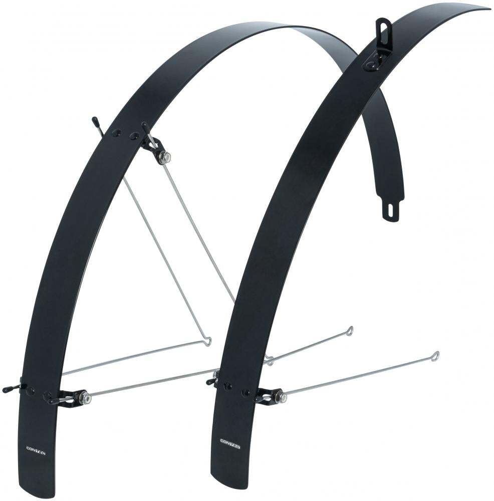 CONTEC Flat Fender Schutzblech-Set 28\" Aluminium, 42 mm breit, schwarz, extrem stabil, gradlinig und flach, inklusive Streben