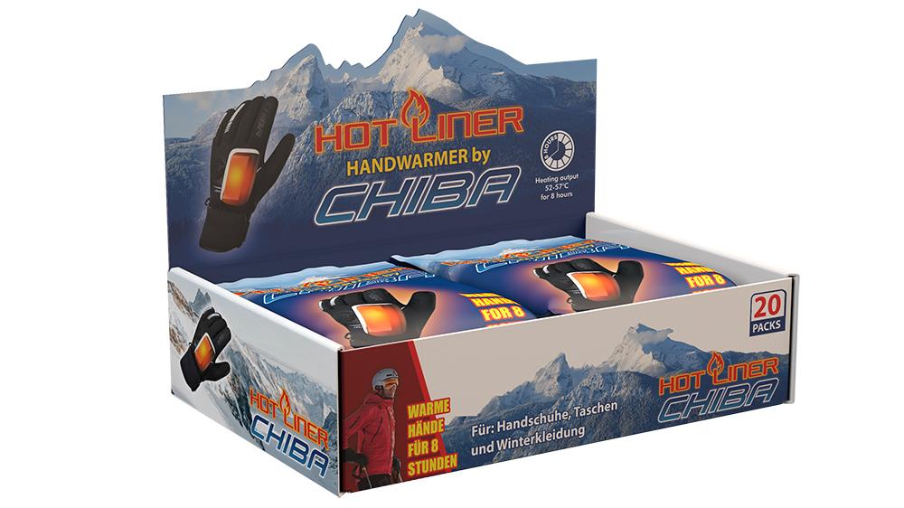 CHIBA Hotliner Heizkissen 20er Pack - Langzeit-Wärmekissen für Handschuhe, EG, schwarz