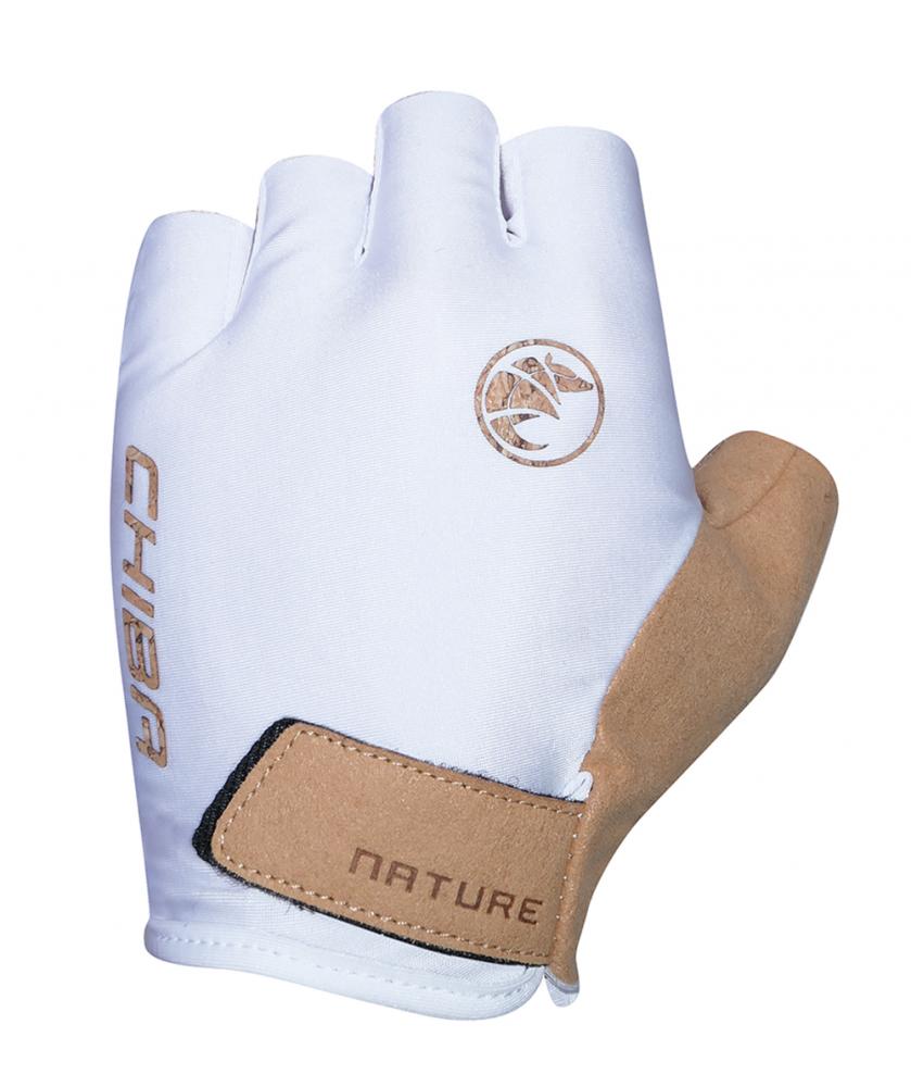 CHIBA Nature ECO - Radhandschuhe kurz, weiß, Größe L, recycelt, gepolstert