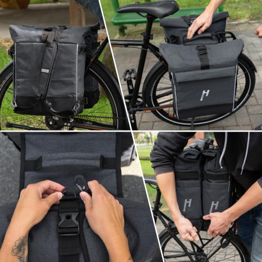 Haberland Rucksack-Doppeltasche Double Loader anthrazit - flexible Gepäckträger- und Rucksacklösung