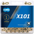 KMC X101 1s Kette 112 Glieder gold - robuste Singlespeed-Kette für Höchstbelastung