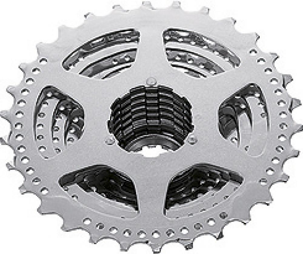 Silberne Shimano CS-HG50 9-fach Fahrradkassette mit 12-25 Zähnen für Straße und Training.