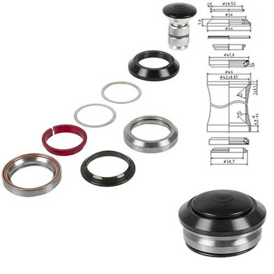 Messingschlager, Steuersatz 1 1/8\" Ahead, integrated 41.8 schwarz, 45°, 390514
