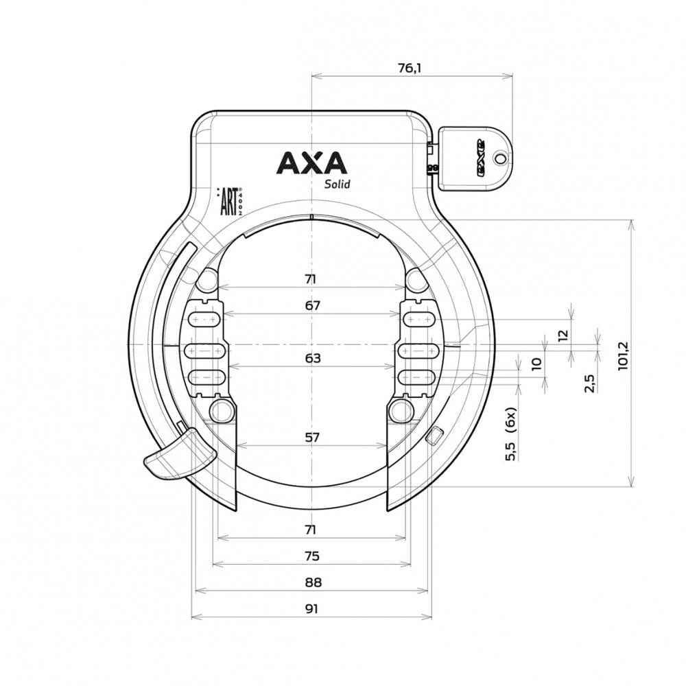 Rahmenschloss AXA Solid Retractable schwarz, Schlüssel abziehbar