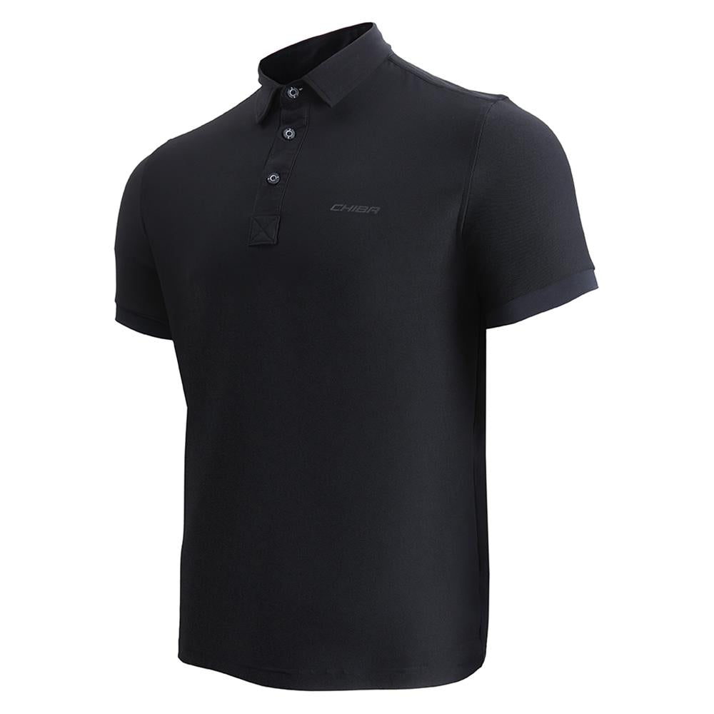 CHIBA Polo Shirt Herren - atmungsaktiv, kurzarm, schwarz, Größe M