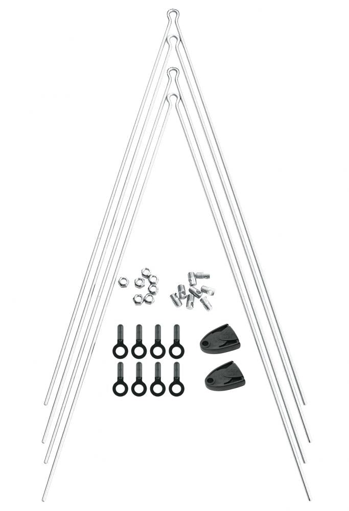 SKS V-Strebenpaar mit Secu Clip für Chromoplastics Schutzbleche, Edelstahl, 345 mm Länge, inklusive 2 Secu Clips und Zubehör, passend für P35-P65 Modelle