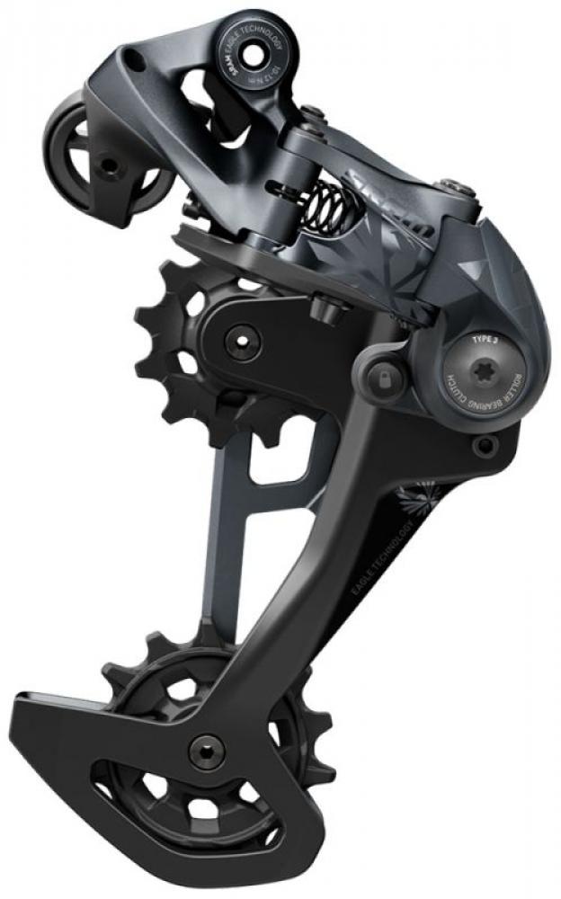 Schwarzes SRAM XX1 Eagle 12-fach MTB Schaltwerk mit Eagle Technology und Roller Bearing Clutch Type 3.