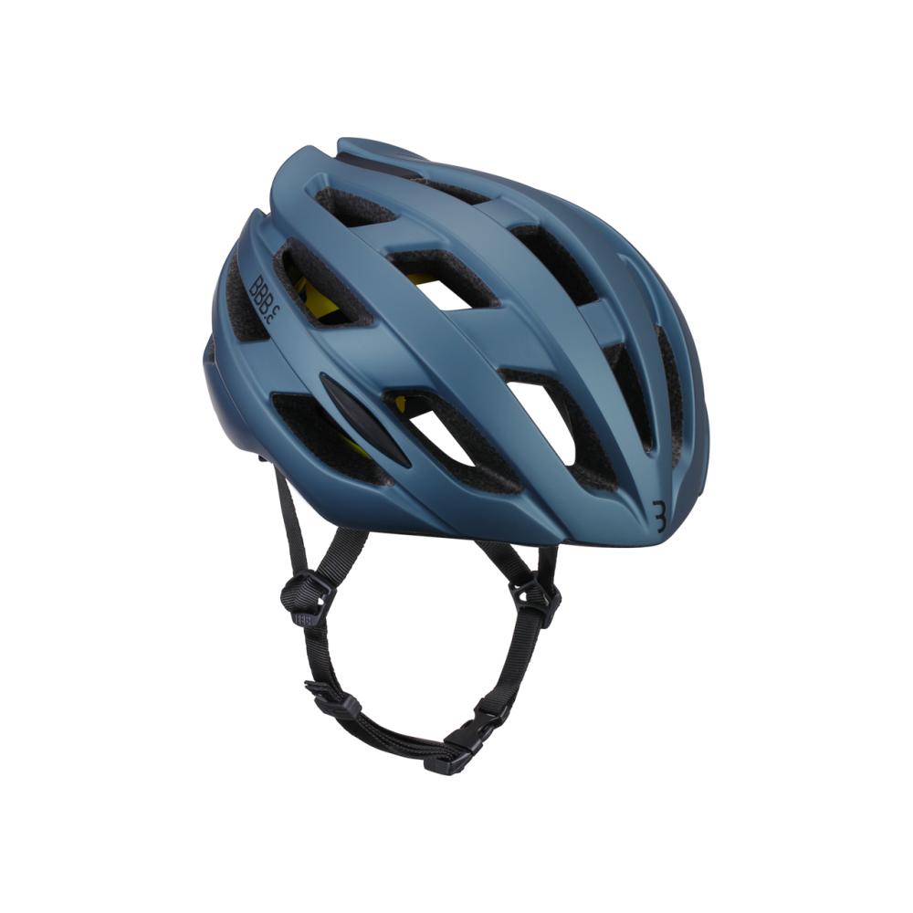 Ein matt heritage blauer BBB Cycling Hawk MIPS L leichter Allround-Fahrradhelm.