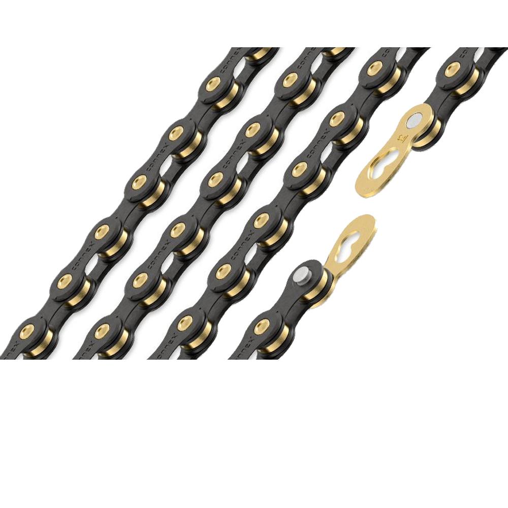 Connex 12sB Fahrradkette 12-fach 126 Glieder Schwarz/Gold mit Kettenschloss