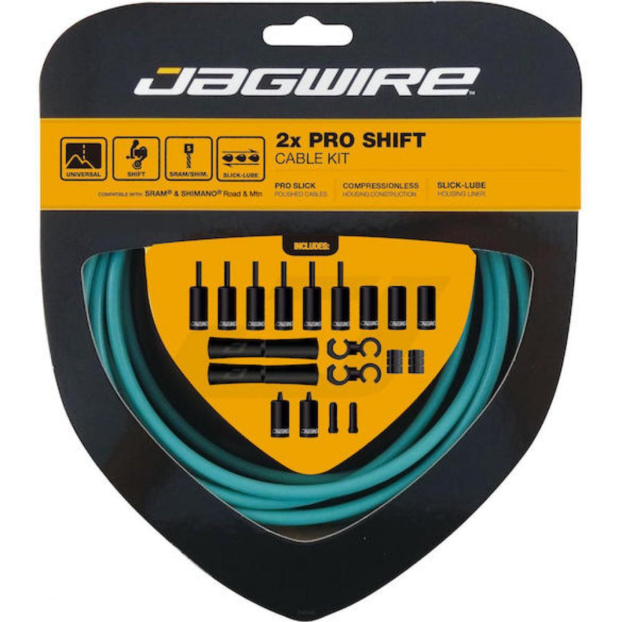 Jagwire 2x Pro Schaltzugset Road & Mountain - Polierte Edelstahl-Züge mit Slick-Lube