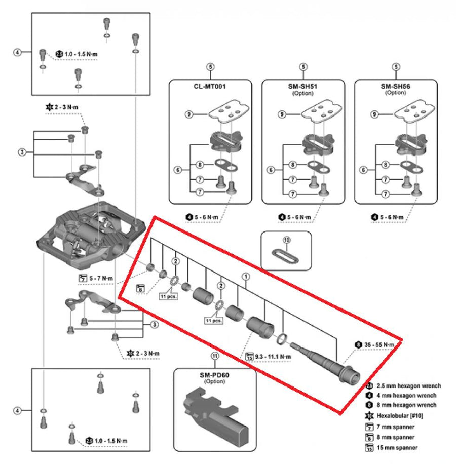 SHIMANO Pedalachse Baugruppe f.PD-M9200, B.C.9/16"x20T.P.I., links general - 9200, 16"