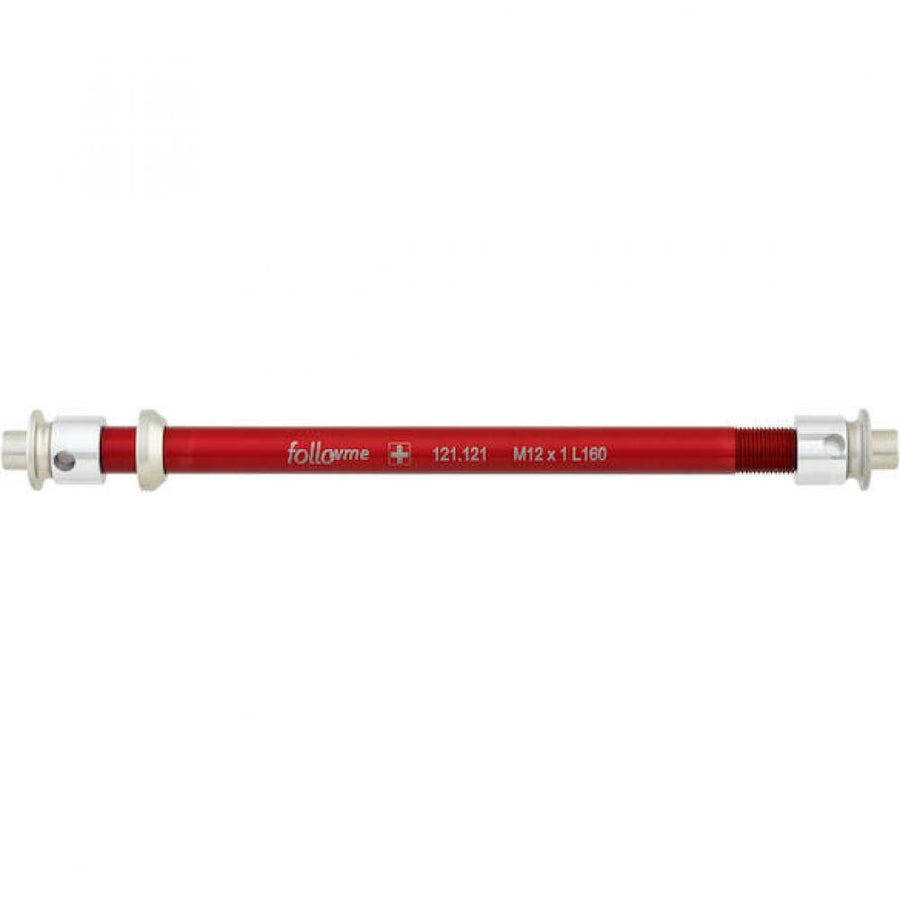 FollowMe Steckachse Zugrad 12 mm Aluminium M12x1,0x160 mm Rot - leichte Steckachse für FollowMe Tandem