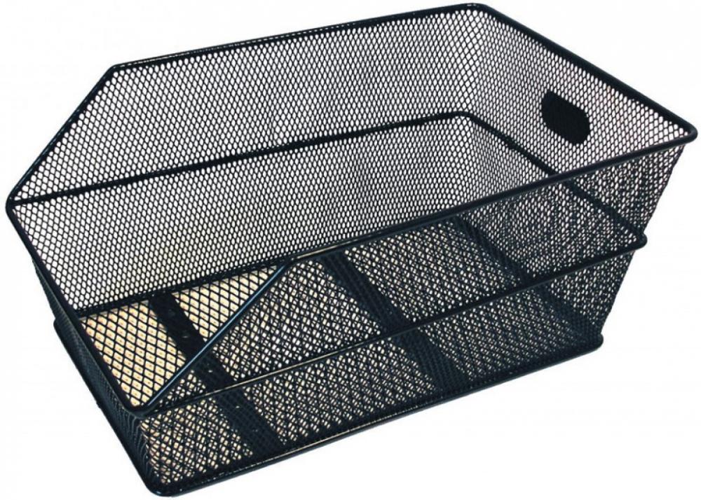 Basil Cento Hinterradkorb schwarz, engmaschig, 39x24x21cm, stabiler Fahrradkorb für Schultaschen.