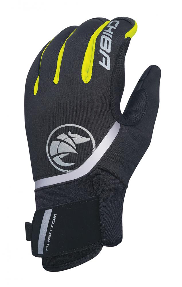CHIBA Phantom - Radhandschuhe S schwarz/neongelb, winddicht & touchfähig