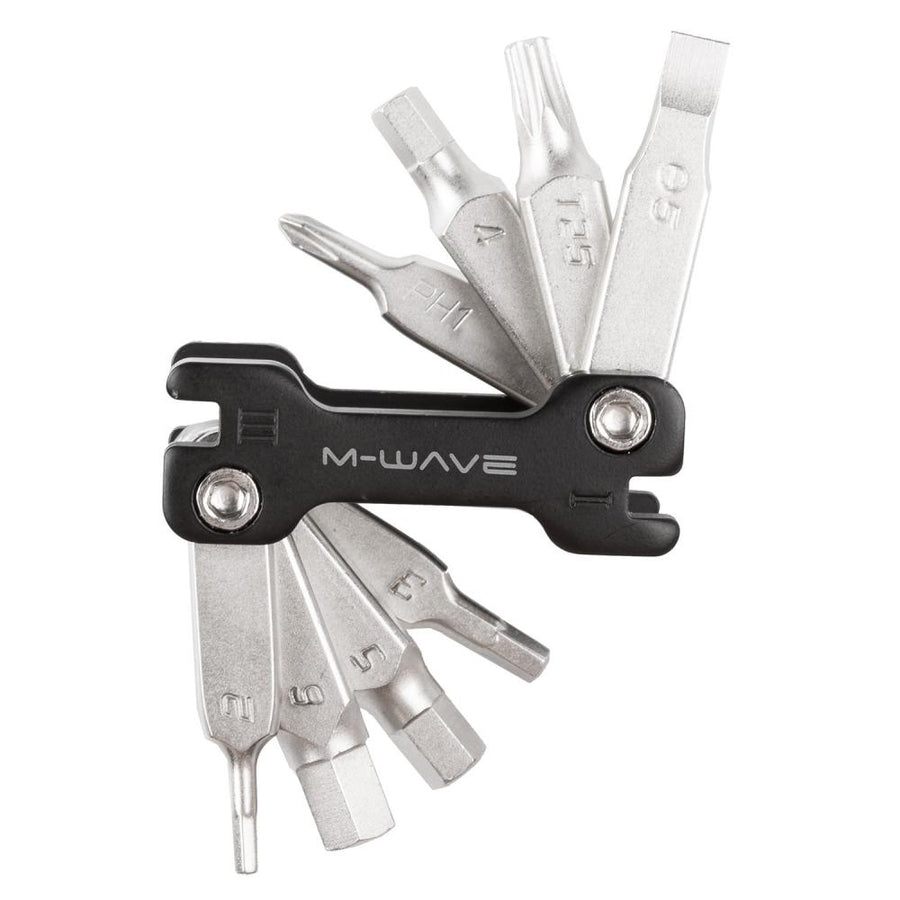 M-WAVE Mini 12 Multitool Kompaktes Fahrrad-Werkzeug mit 12 Funktionen