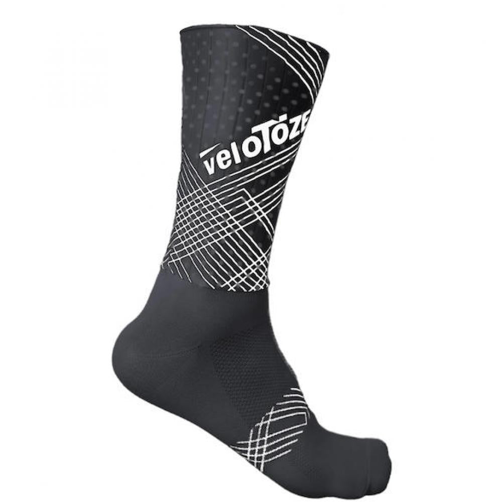VeloToze Socken Aero schwarz L/XL (43/47) Schwarz - Aero-Vorteil für Rennrad & Zeitfahren