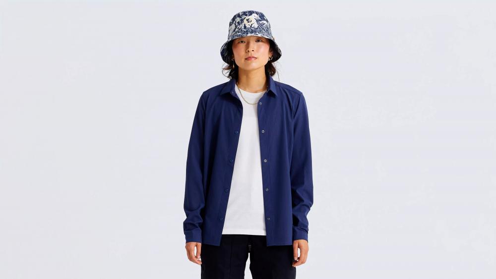 Damen Langarm Sonnenschutz Shirt Navy Blau Größe L - UV-Schutz Funktionsshirt