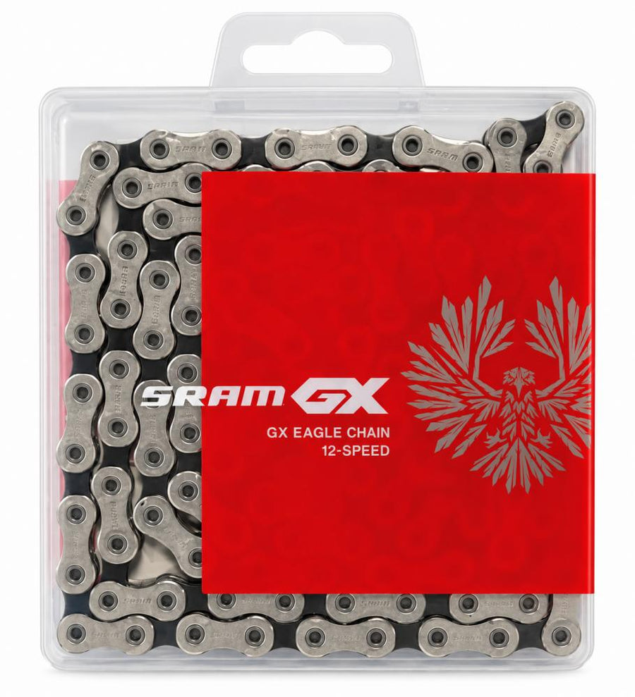 SRAM GX Eagle Kette 12-fach 126 Glieder mit PowerLock silber-schwarz