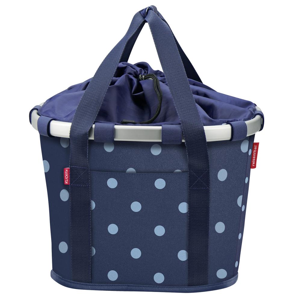 KLICKfix Bikebasket Reisenthel Mixeddots Blue - Fahrradkorb 28x26x35 cm mit Adapter - Fahrradtasche