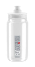 Elite Fly Trinkflasche 550ml, klar, mit weißem Deckel und grauem Schriftzug auf hellem Label.