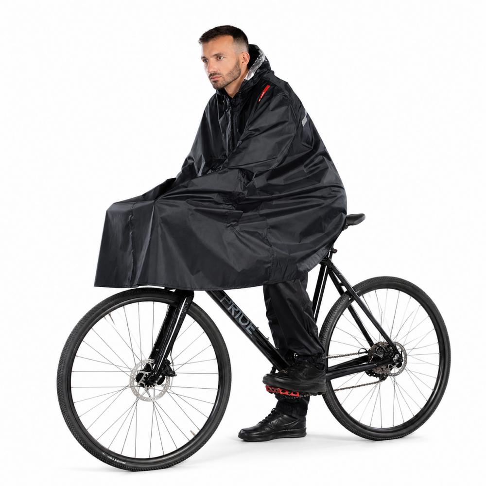 CHIBA Regenponcho - XL/XXL, schwarz, wasserdicht, reflektierend, Radsport