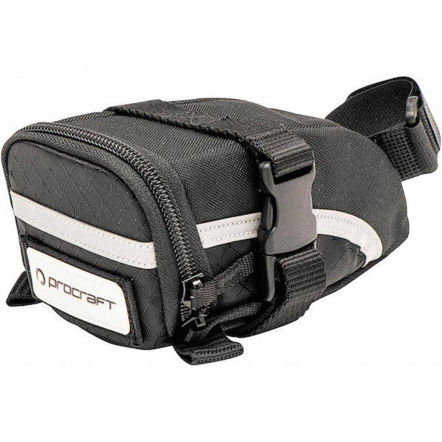 Procraft Satteltasche Mini II 0,5 l Schwarz - kompakte Fahrrad-Werkzeugtasche mit Riemenbefestigung