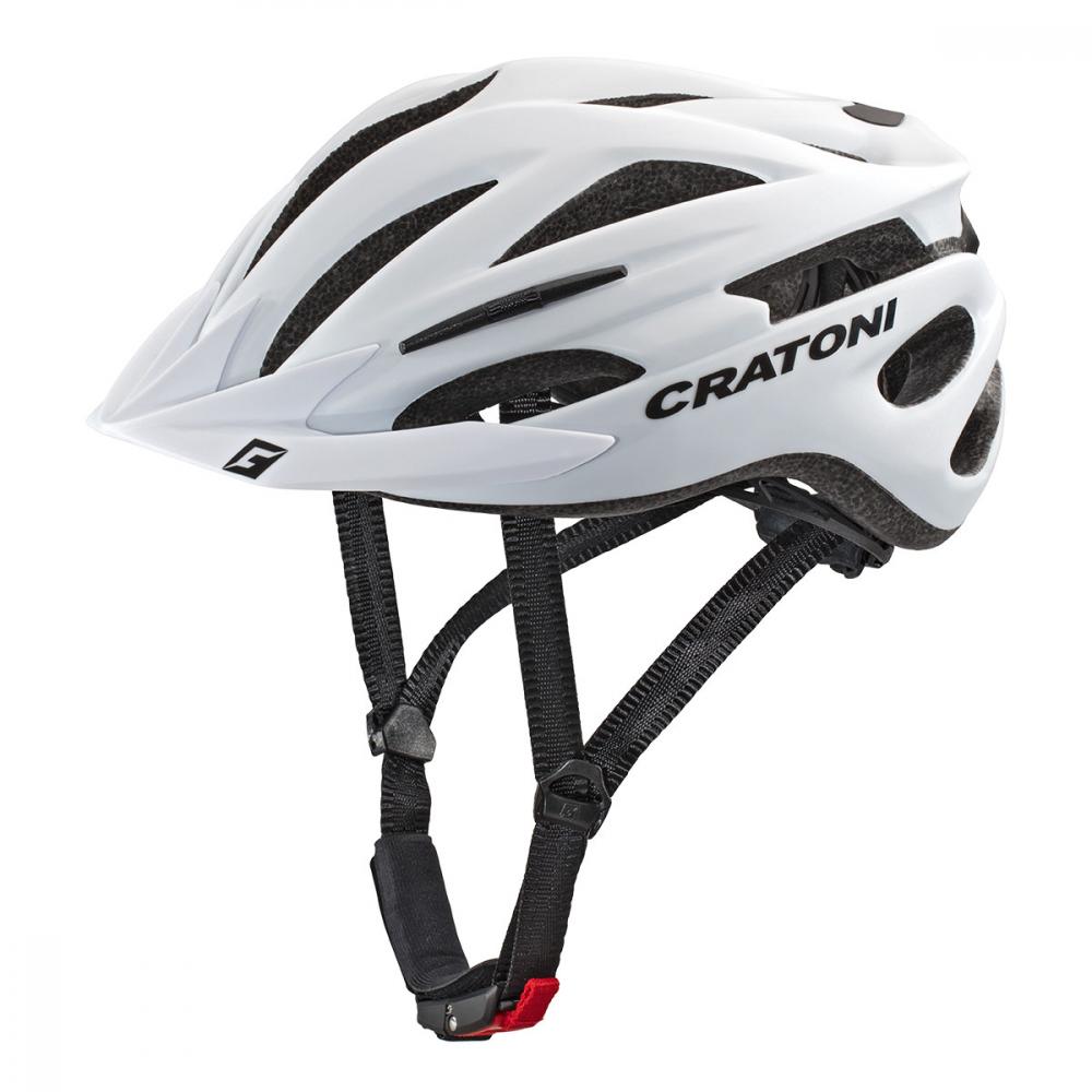 Cratoni Pacer MTB Fahrradhelm weiß matt S/M (54-58 cm), 20 Belüftungsöffnungen, abnehmbares Visier, Inmold-Technologie