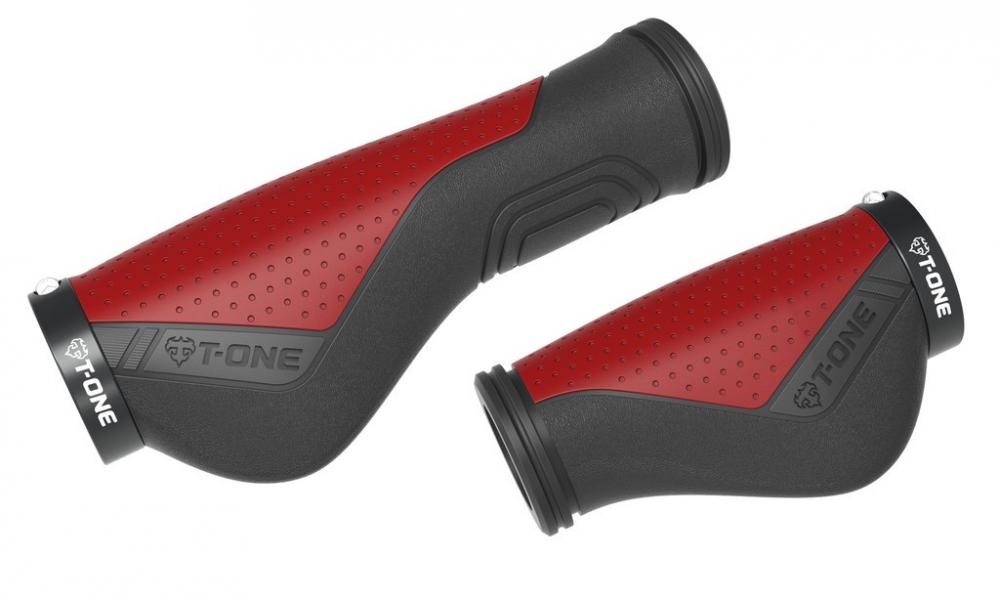 Griffe T-One Ripple Ergo sw/rot 130+90mm 1x Schraubensicherung
