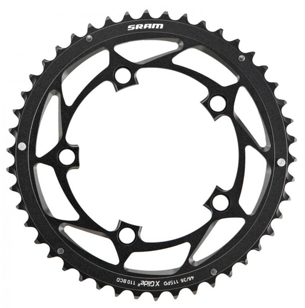 Sram Kettenblatt X-Glide schwarz, 46/36 Zähne, 11-fach Rennrad-Kettenblatt aus Aluminium.