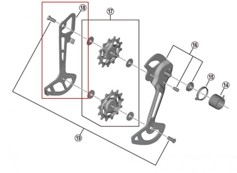 Shimano XT RD-M8120 Kettenleitblech innen SGS-Typ für Fahrrad-Schaltwerk Zubehör, Teil 18.