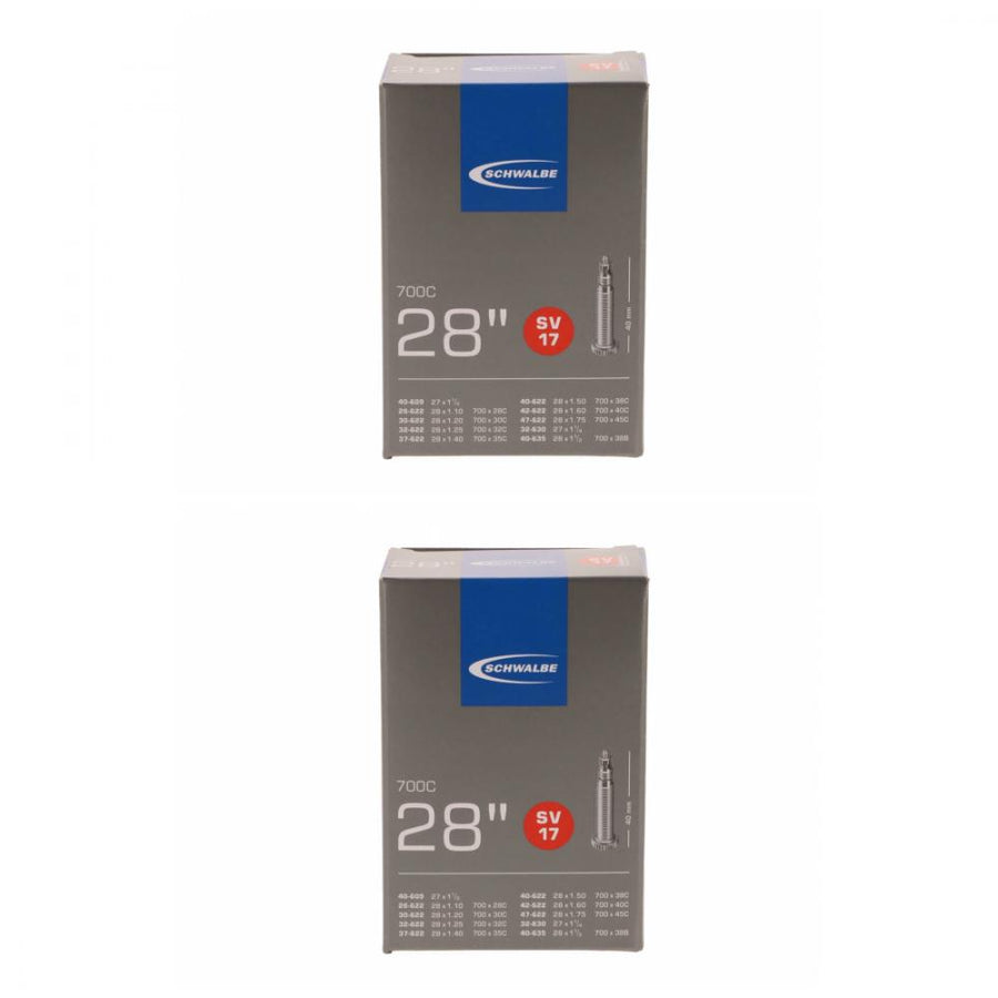 Schwalbe SV17 2er-Set Fahrradschläuche 28 Zoll für Trekking- und Citybikes mit 40 mm Sclaverand-Ventil.