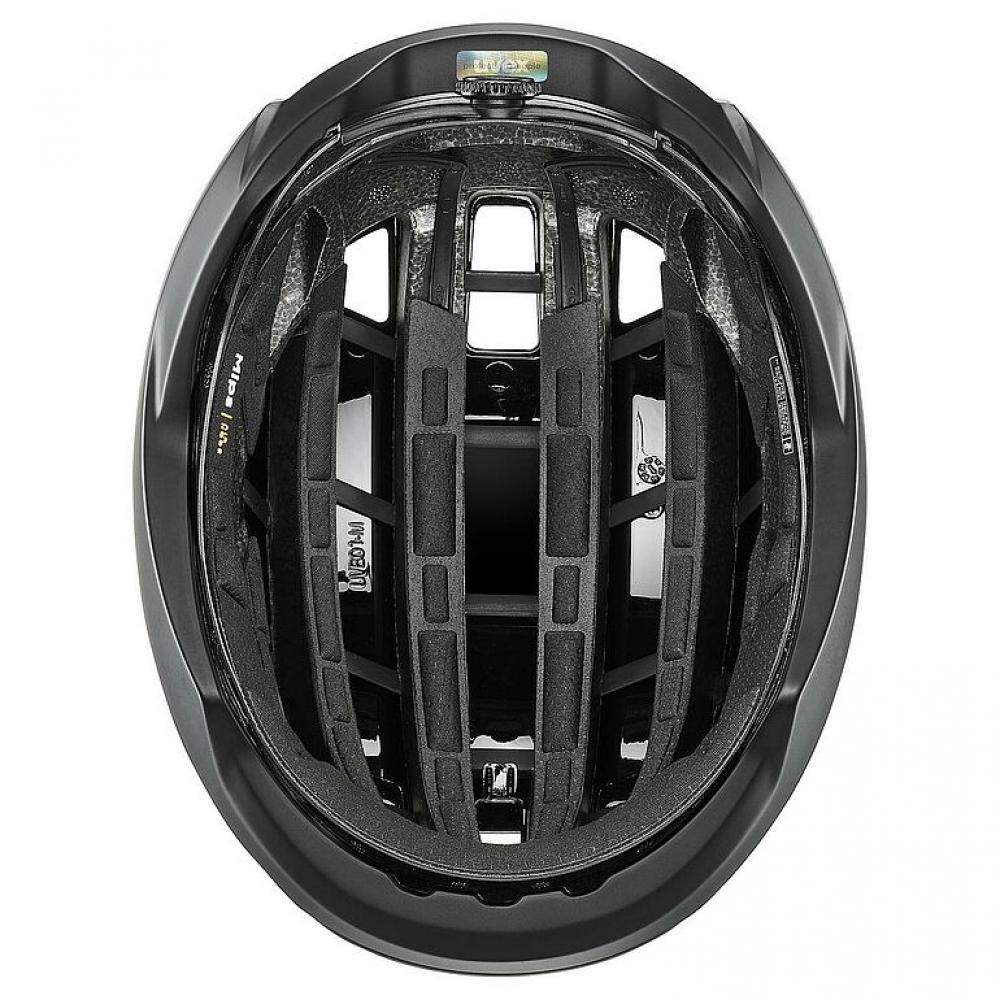 uvex surge aero MIPS - Aero Rennradhelm, black-sage green matt, Größe 56-59 cm, mit MIPS, abnehmbarem Aero-Cover, Brillengarage, top Belüftung