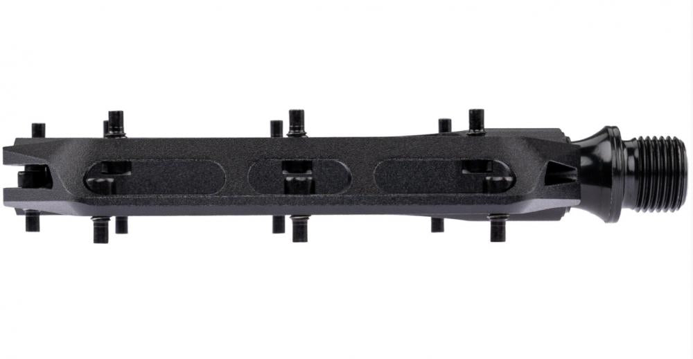 ERGOTEC Pedal EP-P 9/16 Zoll Aluminium CNC schwarz, konkave Trittfläche 105x110mm mit Pins, Nadellager Gleitlager, rutschfest