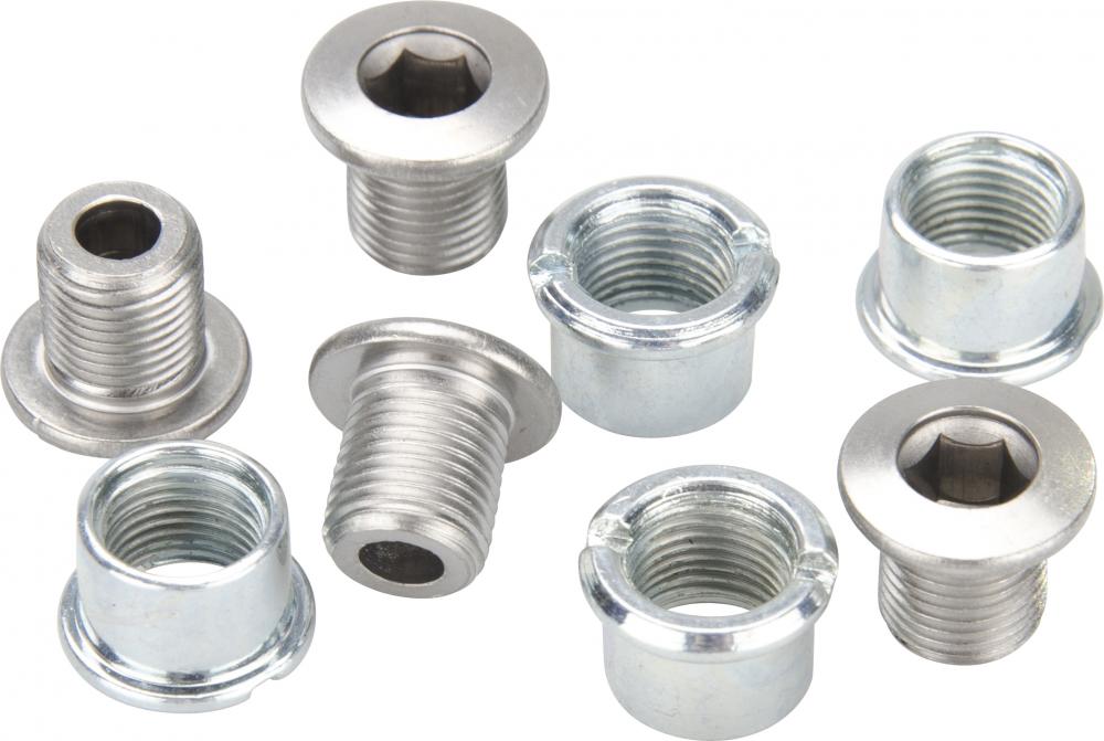 SHIMANO Kettenblattschrauben mit Mutter M8x8.5 mm (4 Stk.) - zuverlässige Montage für Doppel-Kettenblätter