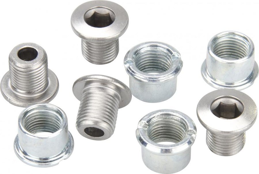 SHIMANO Kettenblattschrauben mit Mutter M8x8.5 mm (4 Stk.) - zuverlässige Montage für Doppel-Kettenblätter
