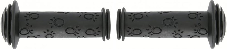 Herrmans Kindergriffe GRIP82 115mm in Schwarz mit Pfotenmuster für Kinderfahrräder.