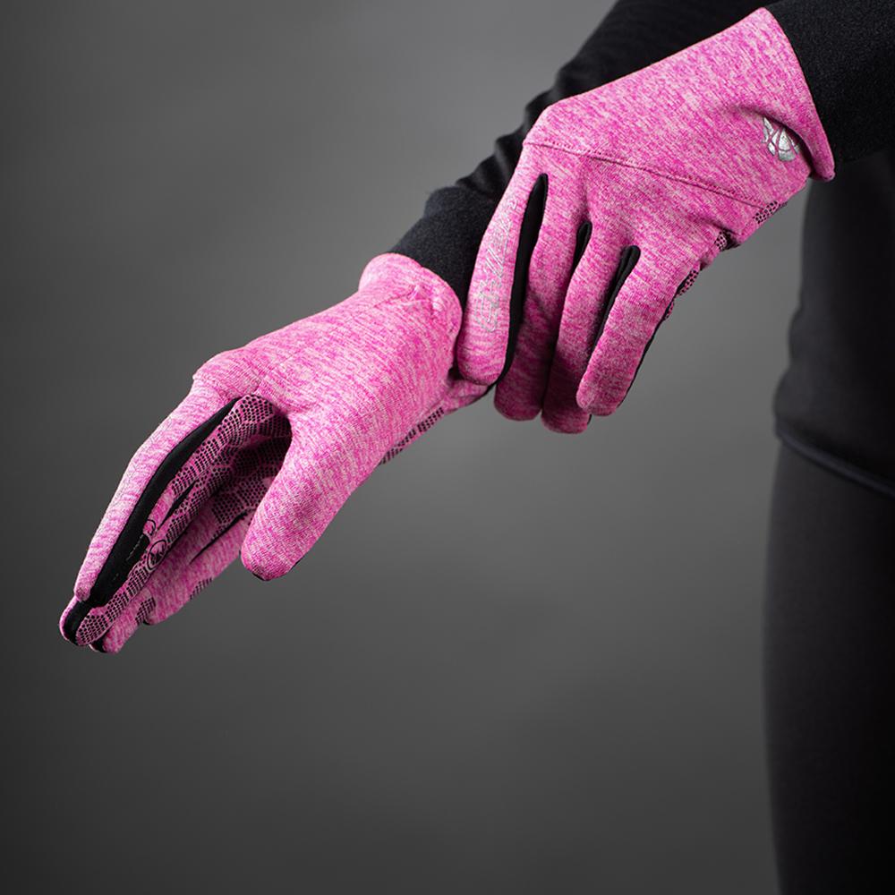 CHIBA Allround Light - Radhandschuhe pink, Größe M, Polartec-Fleece, Touchfunktion, reflektierend