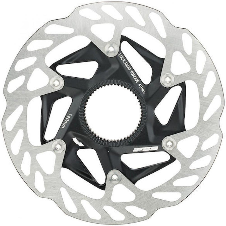 FSA Bremsscheibe K-Force WE Centerlock 140 mm Schwarz/silber - leichte, steife Performance-Scheibe