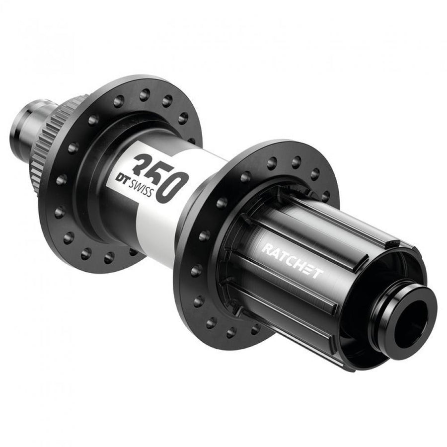 DT Swiss Road Hinterradnabe 350 Classic schwarz mit 24 Loch, Centerlock und Ratchet-System.