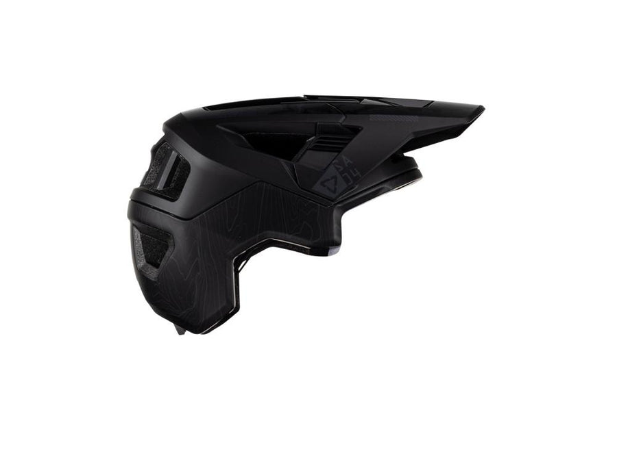 Leatt MTB All Mountain 4.0 Stealth Mountainbike-Helm, matt-schwarz, mit Visier und dezenter Struktur.